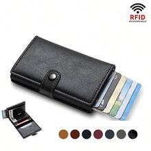 PU Black RFID Dad Gifts Slim Lightweight Portable Cash Money ID Card Card Slot Coin Pocket Short Wallet Small Pouch Small Purse Pocket Wallet For Birthday Gift Anniversary On Valentine Day For College Student School Student Male Men Gift Bag Present Gifts For Teachers Men Gift Father Gifts Valentines Card Holder Card Holder Wallet Business Card Holder Credit Card Holder