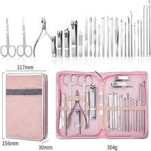 Juego De Manicura Conjunto De Cortauñas De Acero Inoxidable 26 pcs, Sets De Aseo Profesional Para El Cuidado De La Piel De Las Manos, Los Pies Y Las Uñas, Con Estuche De Viaje
