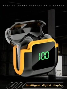 1 pieza Auriculares inalámbricos verdaderos negros, conexión automática y pantalla digital - Negro - Ver 4