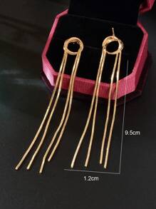 1 par elegante cadena larga de oro borla elementos colgantes pendientes minimalistas línea de oreja joyería de moda para mujer