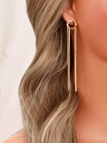 1 par elegante cadena larga de oro borla elementos colgantes pendientes minimalistas línea de oreja joyería de moda para mujer