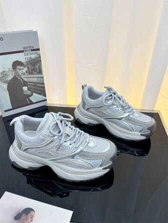 2024 Spring New Lady Sports Shoes Thick-Soled All-Match Breathable Mesh Increase Casual Chunky Shoes, Popular Online And Lightweight