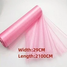 1入白色紗網布卷，寬度29CM，長度2100CM，非常適合宴會裝飾、季節裝飾、桌布、DIY工藝、婚禮拱門背景牆裝飾、窗簾、樓梯裝飾，適用於室內和室外節日。 - 白色 - 查看 5
