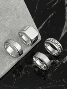 Ensemble de 4 pièces/Set Bagues d - Ensemble de bagues carrées 4 pièces - Voir 1