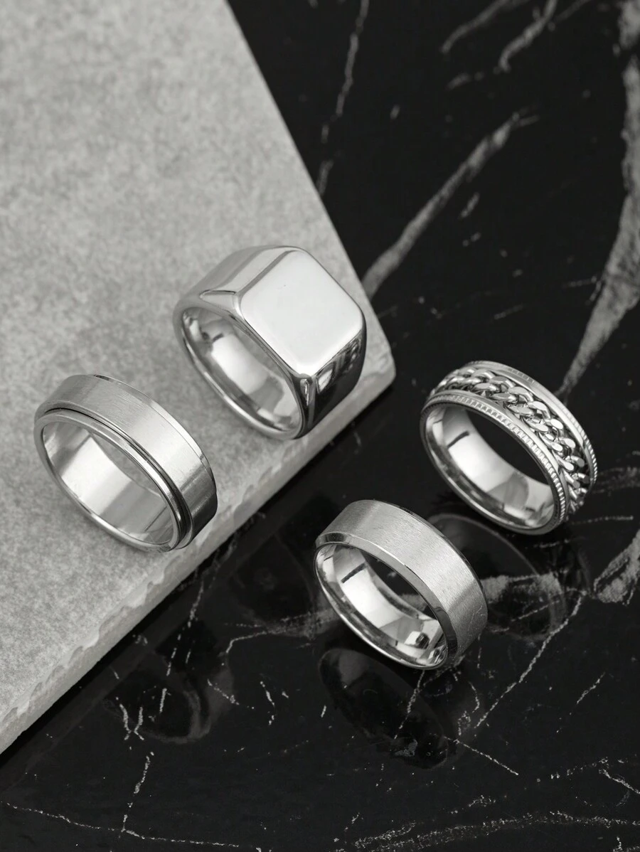 Ensemble de 4 pièces/Set Bagues d - Ensemble de bagues carrées 4 pièces - Voir 1