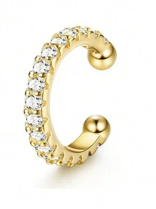 Aretes de oreja para mujeres sin perforaciones, pendientes de aro dorados enchapados en oro para orejas no perforadas, pendientes de cartucho con clip, pendientes falsos sin peso