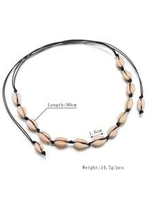 1pc Vacation Style Wax Rope Braided Necklace - Black - View 2