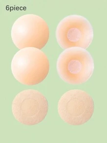 4pcs Reusable Silicone Breast Pads With 2pcs Disposable Nipple Covers, Anti-Slip - Camel - View 1
