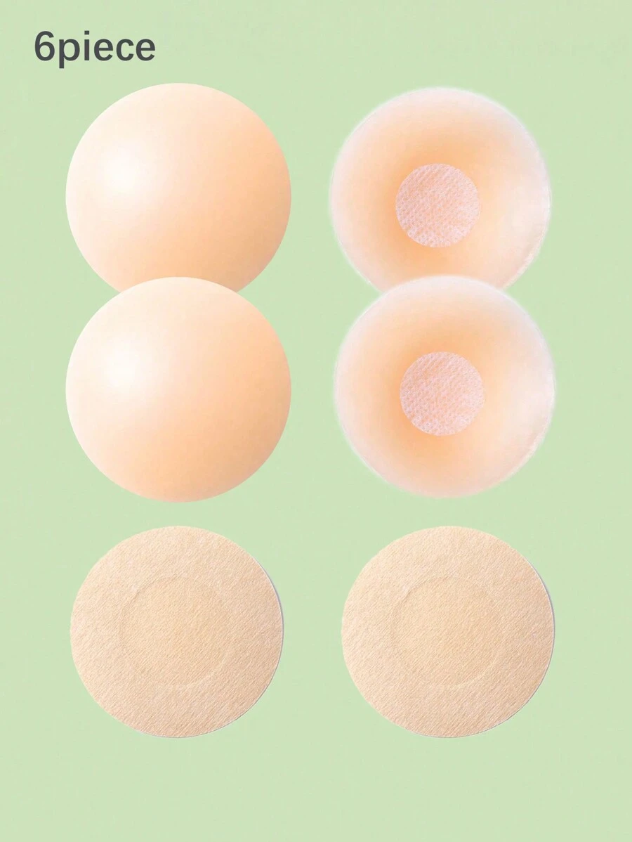 4pcs Reusable Silicone Breast Pads With 2pcs Disposable Nipple Covers, Anti-Slip - Camel - View 1