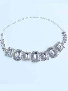Conjunto de pendientes y collar de pedrería brillante de moda, conjunto de joyas para bodas y fiestas de novia - Multicolor - Ver 8