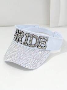 1pc Unisex Rhinestone Letter "BRIDE" Baseball Cap, Pearl Embellished Bridal Queen Sun Hat, Unique Sparkling Sequin Design With Pearl Letter, 2024 Wedding Essentials, Adjustable Outdoor Beach Cap, Suitable For Music Festivals, Travel, Hiking, Sun Protection, Parties, Daily Wear