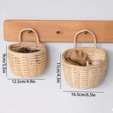 Rattan Woven Storage Basket, Kitchen Vegetable Storage Basket, Cosmetics Storage Basket, Desktop Organizer Storage Basket, A Set Of Two - Primary Color - View 2