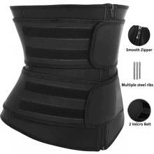 Tricolor Sweat Waist Trainer For Women Two Belts, Neoprene Workout Corset Waist Trainer Cincher Trimmer Shaper Zipper, Sports