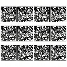 12/24/48Pcs Hanging Room Divider, Plastic Flower Carving Pattern Panel Screen For Living Dining Sitting-Room Hotel And Bar Decoration - màu đen - Xem 2