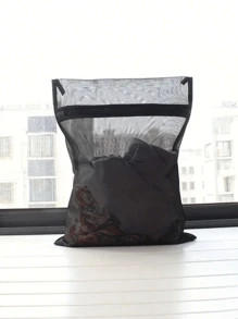 1 pièce Sac de protection pour le lavage des chemises de sous-vêtements en maille fine, sac de rangement pour vêtements en maille résistante - Protège les vêtements contre les plis et les taches dans la machine à laver - Idéal pour les grandes quantités de linge - Parfait pour le lavage et l'utilisation domestique (Noir) - Noir - Voir 4