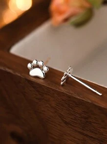 1 par de aretes con huellas de gato y perro de plata esterlina 925, aretes delicados de perro, aretes de cachorro para dueños de todas las razas de perros, aretes de huellas de perro para mujeres