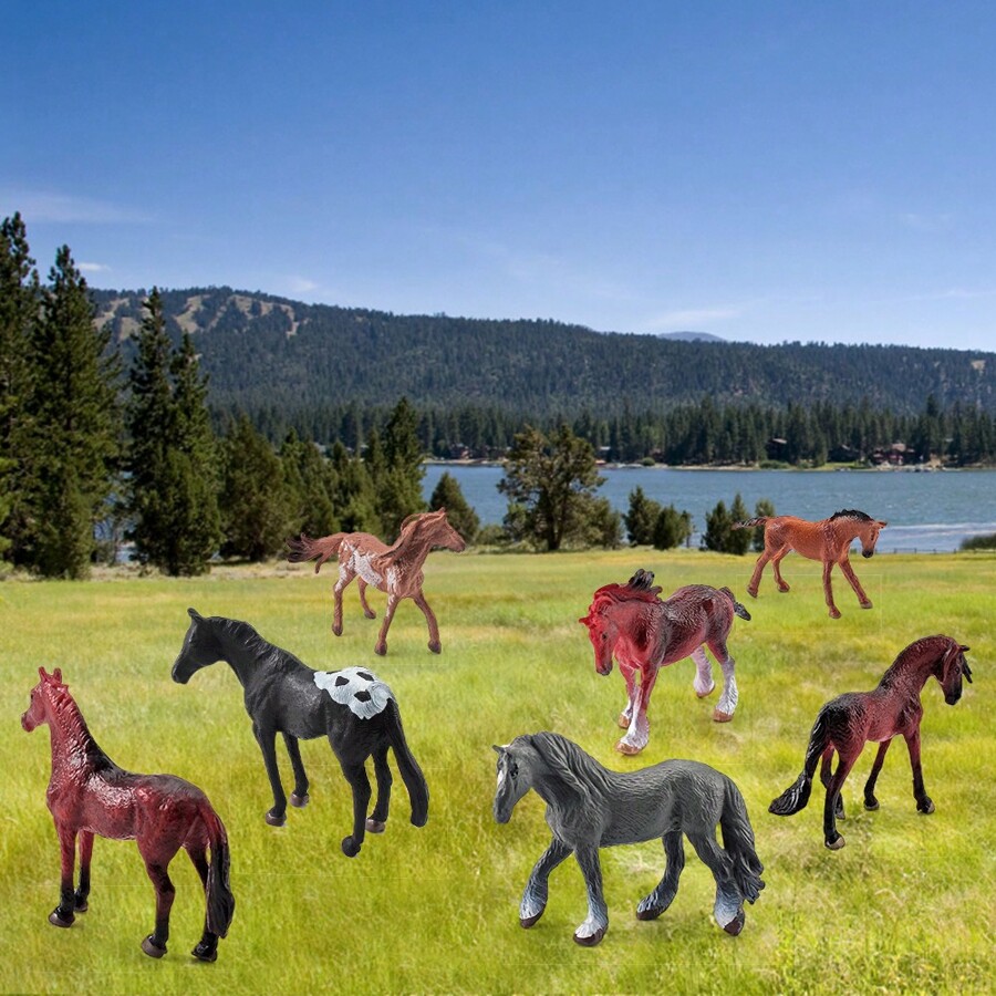 12 Miniature Pony Show Models, Miniature Horses Toys, Plastic