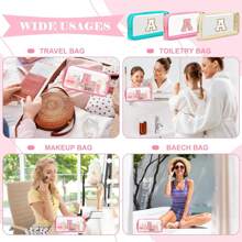 Geantă de machiaj cu scrisoare inițială personalizată, transparentă, cu plasture de chenille A-Z, geantă cosmetică din nailon Preppy cu fermoar, omologat TSA, transparentă, impermeabilă, pentru toaletă, pentru femei, fete, organizator pentru machiaj.