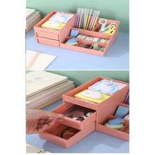 1pc Drawer Style Desktop Skincare Storage & Organizer Rack, Dorm Supplies Stationery Makeup Organizer