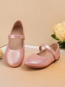 1pair Cute Golden Slip-Resistant Flat Outdoor Princess Shoes, Suitable For Spring And Summer - Pink - View 3