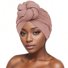 Turbanti da donna in tessuto africano con fiore fatto a mano, nodo solido di colore, cappello da chemio stile casual ad alta gamma, confortevole e traspirante per l'abbigliamento quotidiano della testa.