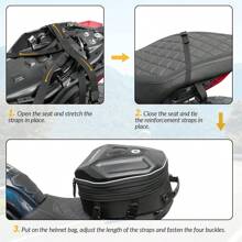 Asientos traseros ROCKBROS en la motocicleta con bolsas impermeables para motocicleta con gafas para la lluvia y casco de bicicleta de 20-35 L con ruedas reflexivamente grandes insertadas - Negro - Ver 5