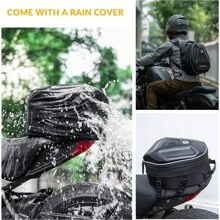 Asientos traseros ROCKBROS en la motocicleta con bolsas impermeables para motocicleta con gafas para la lluvia y casco de bicicleta de 20-35 L con ruedas reflexivamente grandes insertadas - Negro - Ver 3