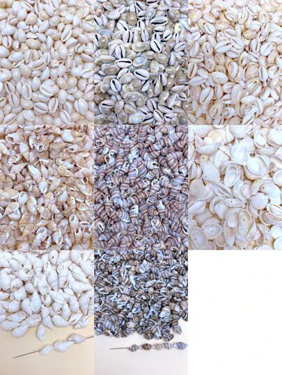 30/60/120入組時尚DIY天然貝殼吊墜（帶孔），包括各種貝殼和海螺吊墜，可用於製作手鍊、項鍊、串珠首飾、度假風情飾品