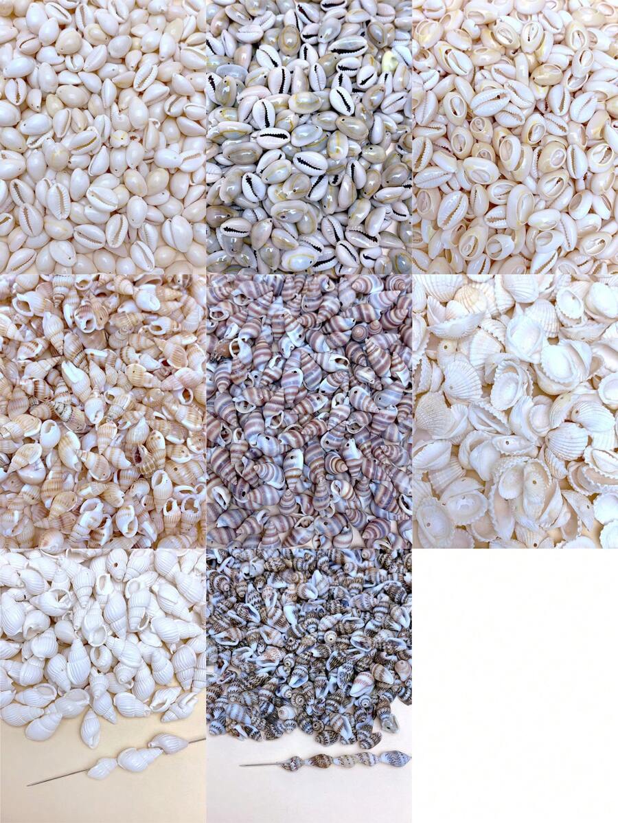 30/60/120pcs Creative Fashionable DIY Natural Shell Pendant (With Hole) Set, Including Various Types Of Shell & Conch Pendant For Making Bracelets, Necklaces, Beaded Jewelry, Beach Vacation Style Accessories