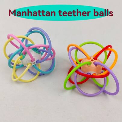 1pc Manhattan Cube Baby Teething Sensory Ball, Shake And Chew Toy, TPU Material, Random Color,Newborn Sensory,Ball Drop Toy,Baby Essentials