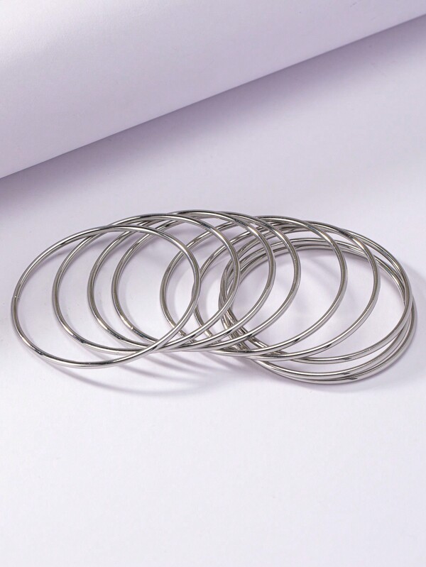 1 set de 9 bracelets jonc à texture de cercle simple