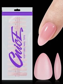 180 piezas de puntas de uñas en forma de almendra cortas, 15 tallas de diseño simple color rosa claro puro, uñas postizas acrílicas adecuadas para diseño de arte de uñas DIY, accesorios de uñas, uñas navideñas