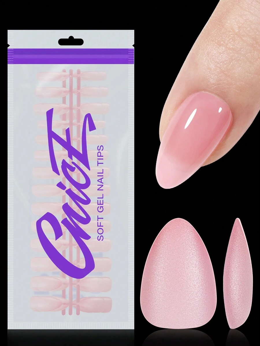 180 piezas de puntas de uñas en forma de almendra cortas, 15 tallas de diseño simple color rosa claro puro, uñas postizas acrílicas adecuadas para diseño de arte de uñas DIY, accesorios de uñas, uñas navideñas
