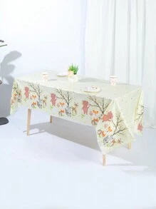 1張130*220CM/51.2*87IN帶可愛卡通黃色動物圖案的一次性派對裝飾桌布，適用於各種主題派對和日常使用 - 彩色 - 查看 4