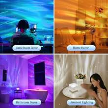 1 Stück LED-Projektionslampe, Raumatmosphäre Licht, Weihnachtsbeleuchtung, Heimkino, Deckenbeleuchtung mit Wassereffekt, Raumdekorationslicht, Geburtstagsparty/Feiertagsgeschenk, Camping, Hochzeitsdekoration, in runder/quadratischer Form erhältlich, mit Touch oder Fernbedienung 3 Farben/16 Farben, alle mit USB-Stromversorgung