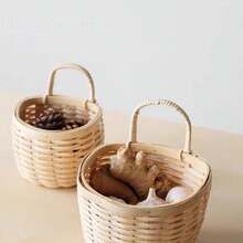Rattan Woven Storage Basket, Kitchen Vegetable Storage Basket, Cosmetics Storage Basket, Desktop Organizer Storage Basket, A Set Of Two - Primary Color - View 4
