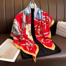 1pc 90cm Stylish Plaid Floral Printed Bandana, New Women's Headscarf Suitable For Casual And Vacation Wear, Festivals, Commuting, Etc. Bandana,Hair Band,Head Band Ideal For Dressing Up Your Look Valentine's Day - Multicolor - View 11