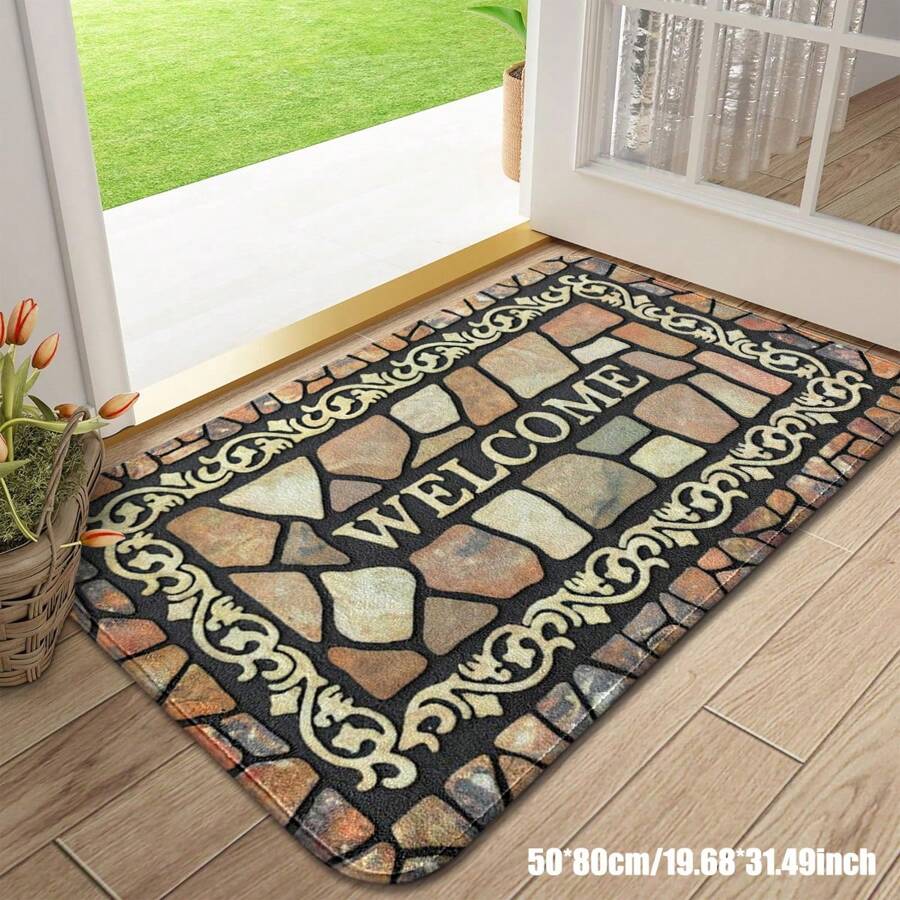 1 Thảm chùi chân trang trí trong nhà họa tiết hoa Paisley chống trượt-Bền, có thể giặt bằng máy, chống bám bẩn & chống trượt - Nhiều màu - Xem 1