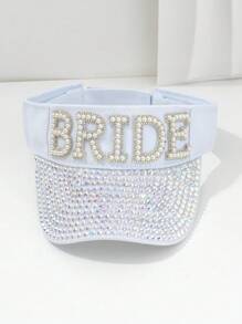 1pc Unisex Rhinestone Letter "BRIDE" Baseball Cap, Pearl Embellished Bridal Queen Sun Hat, Unique Sparkling Sequin Design With Pearl Letter, 2024 Wedding Essentials, Adjustable Outdoor Beach Cap, Suitable For Music Festivals, Travel, Hiking, Sun Protection, Parties, Daily Wear