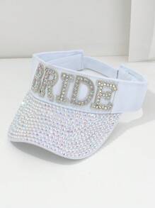1pc Unisex Rhinestone Letter "BRIDE" Baseball Cap, Pearl Embellished Bridal Queen Sun Hat, Unique Sparkling Sequin Design With Pearl Letter, 2024 Wedding Essentials, Adjustable Outdoor Beach Cap, Suitable For Music Festivals, Travel, Hiking, Sun Protection, Parties, Daily Wear