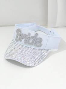 1pc Unisex Rhinestone Letter "BRIDE" Baseball Cap, Pearl Embellished Bridal Queen Sun Hat, Unique Sparkling Sequin Design With Pearl Letter, 2024 Wedding Essentials, Adjustable Outdoor Beach Cap, Suitable For Music Festivals, Travel, Hiking, Sun Protection, Parties, Daily Wear