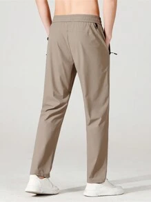 Calças esportivas casuais masculinas estilo namorado, calças leves de tecido de seda gelada para caminhadas, ciclismo, outono - Caqui - Ver 6