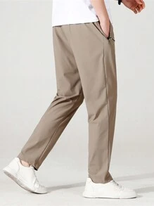 Calças esportivas casuais masculinas estilo namorado, calças leves de tecido de seda gelada para caminhadas, ciclismo, outono - Caqui - Ver 5