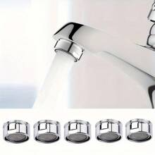 5pcs Water Tap Splash-Proof Filter With Foam Core And Universal Faucet Nozzle Filter For Cold/Hot Water Faucet Accessories - Silver - View 4