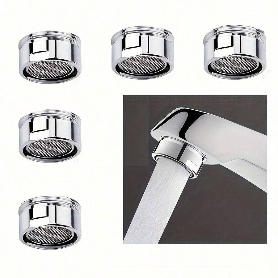 5pcs Water Tap Splash-Proof Filter With Foam Core And Universal Faucet Nozzle Filter For Cold/Hot Water Faucet Accessories - Silver - View 1