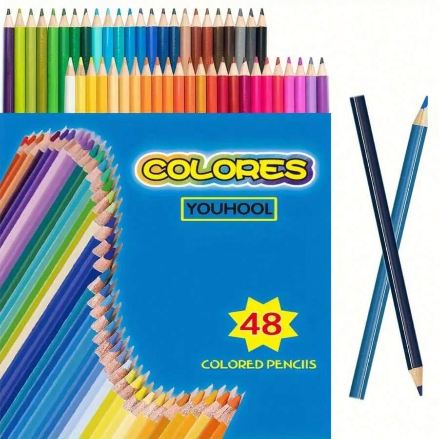48支高級彩色鉛筆套裝-活潑木製藝術手繪工具，藝術家素描繪圖必備的彩鉛筆套裝 - 彩色 - 查看 1