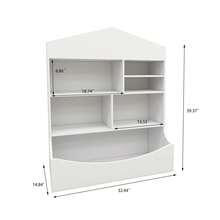 Children's Multi-Functional With 10 Compartments, Storage Book Shelf,Storage Display, Rack, Organizer, White,14.37" D X 31.50" W X39.37" H