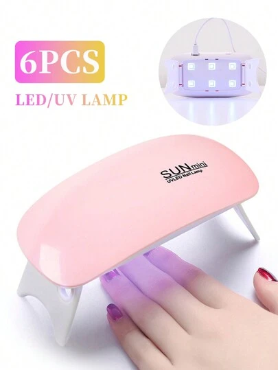 LULAA Secador de uñas portátil mini con 6 luces LED UV para secar esmalte de uñas y gel, uso doméstico, con cable USB