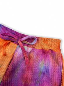 Tween Girl Tie-Dye Sleeveless Shorts Set, Minimalist & Fashionable - Orange - View 4