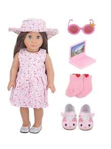 Set de ropa y accesorios para muñeca de 18 pulgadas - Piezas de vestuario de moda para crear diversos looks elegantes, esenciales para el guardarropa de la muñeca - Multicolor - Ver 3